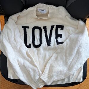 Old Navy Cream Sweater with Black 'LOVE' Design